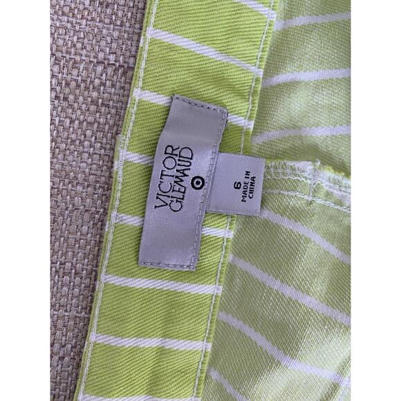 VICTOR GLEMAUD Women Straight Striped Jeans Lime Green & White Size 6 - Picture 5 of 7